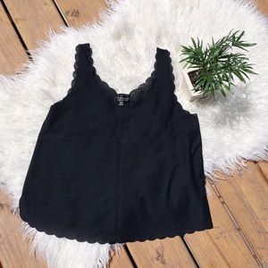 Topshop black scallop tank top